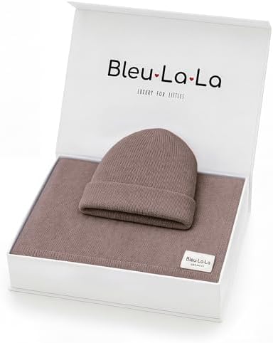 Baby Gift Set - Organic Cotton Blanket + Hat Set, Newborn Blanket Essentials, Baby Boy Gifts (Luxe - Milk Chocolate)