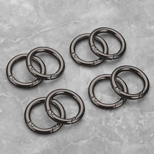 Image of Gkeygo Key Ring Clip, 1 Inch Keychain Rings, 8 Pack Round Carabiner Clip for Keys, Buckle, Bags, Purses - Key Chain Hooks Replacement Keychains Lanyard DIY Crafts, Gunmetal