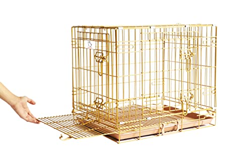 HOMEY-PET-INC-Gold-Color-Dog-Crate-with-or-Without-Floor-Grid Gold Color Dog Crate