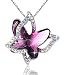 GEMMANCE Purple Butterfly Necklace Amethyst Pink Pendant Women Necklace Made with Swarovski Crystals,White Gold Plated Silver Tone, 18"+2", Gifts for Women Mother Birthday