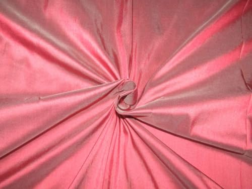 Soie pure Dupion tissu au mètre rose poudré argent largeur 137 cm