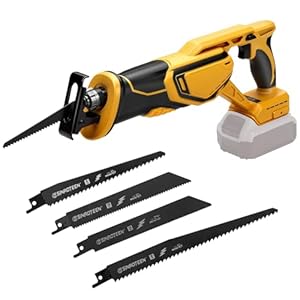 Reciprocating Saw Compatible with Dewalt 18V 20V, Brushless Cordless Wood Saw Electric, Electric Saws to Cut Metal, for PVC Cutting 4 Sawing Blades (No Battery)