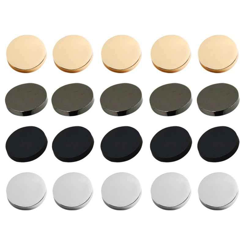 VILLCASE 40pcs Metal Flat Button, Round Shaped Sewing Buttons for Women's Woolen Coat, Men's Jacket, Shirt, Suit Trousers (Gold, Silver, Dark Gray, Black)
