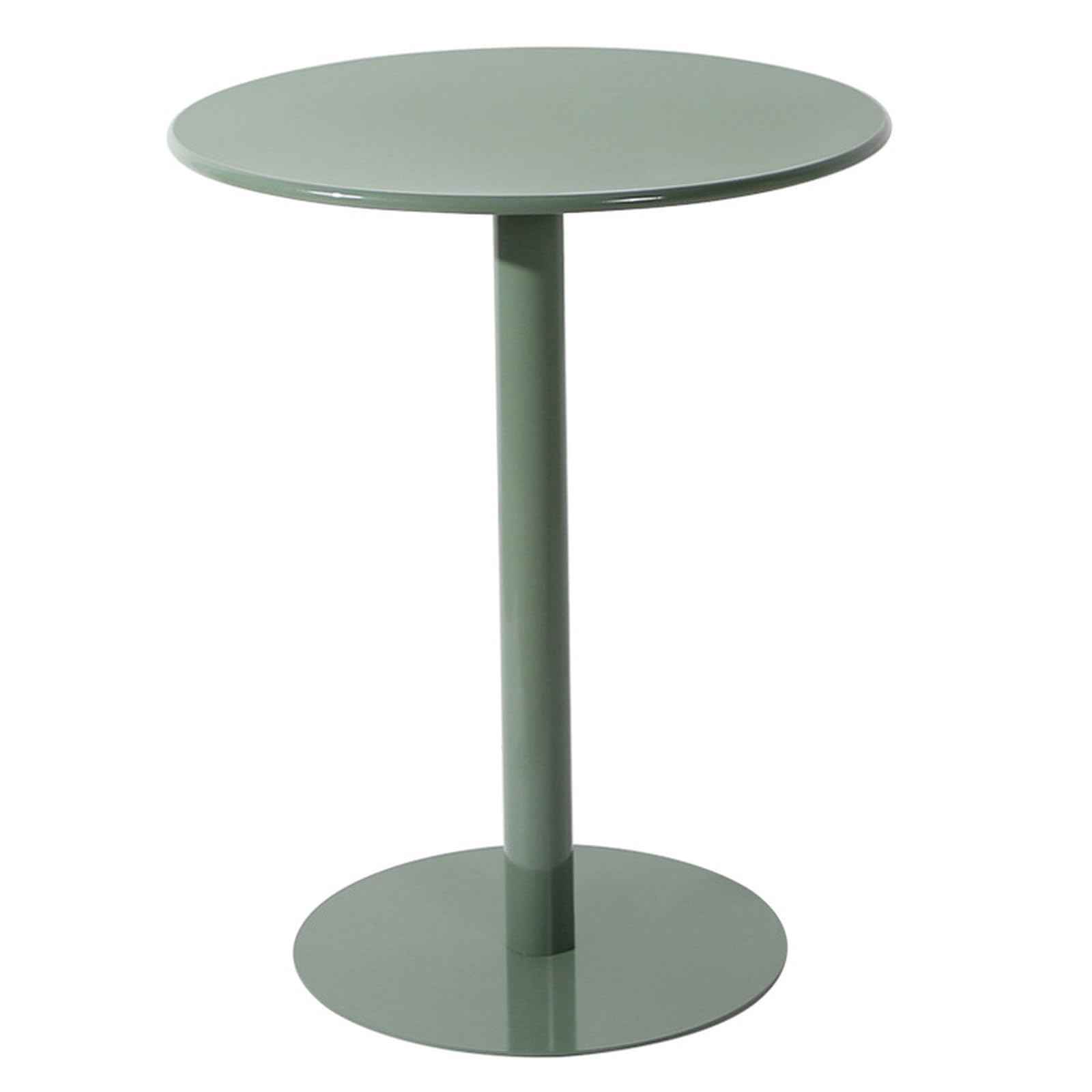 Mesa auxiliar redonda verde de metal de 60x60x71 cm para cafe de patio y sala de estar 1