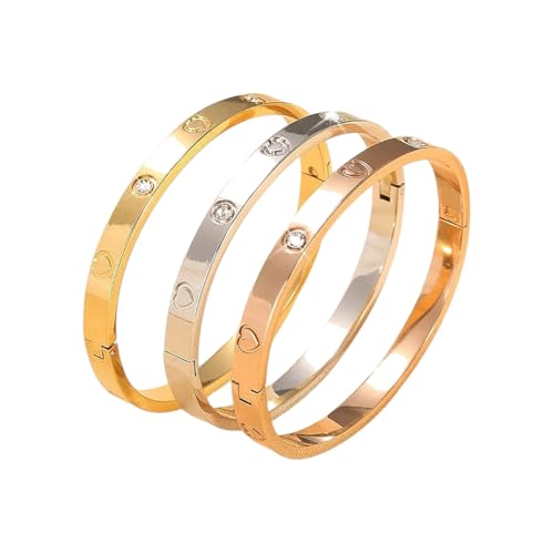 New 2026 Unisex Stainless Steel Bracelet For All Seasons For-Selling Personalized Design With One Heart And Diamond Perfect For Gift For Special Occasions Jewelry Fashion Accessories Creative Gift