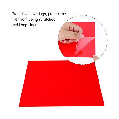 9 Pack Gel Filter Colored Correction Gel Light Filter Transparent Color Film Plastic Sheets, 11.7 by 8.3 Inches (Red)