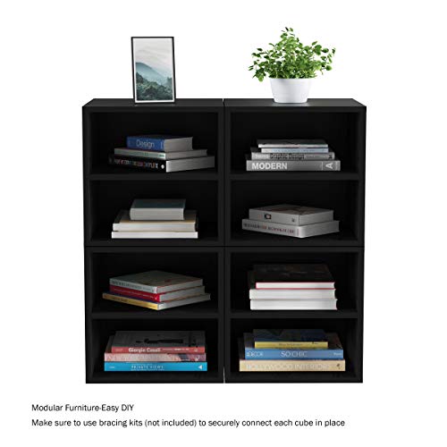 Lavish Home End Stackable Contemporary Minimalist Modular Cube Accent Table Double Shelves For Bedroom, Living Room Or Office (Black), #TOP7