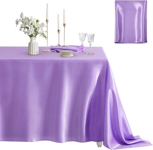 Satin Table Cloth Rectangle Tablecloth for Dining Table 60x84 Inches, Stain and Wrinkle Resistant, Indoor and Outdoor Use - Orevan