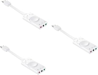 UKCOCO 3 pcs external sound card Free Drive Sound Card USB3.5 Sound Card Independent Sound Card earphone white computer