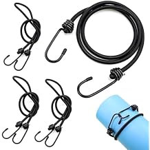 Bungee Cords with Hooks, 48" Heavy Duty Outdoor Elastic Bungee Straps, Durable Bungee Straps for Securing Tarps, Luggage, Tents, Bikes Black, 4 PCS