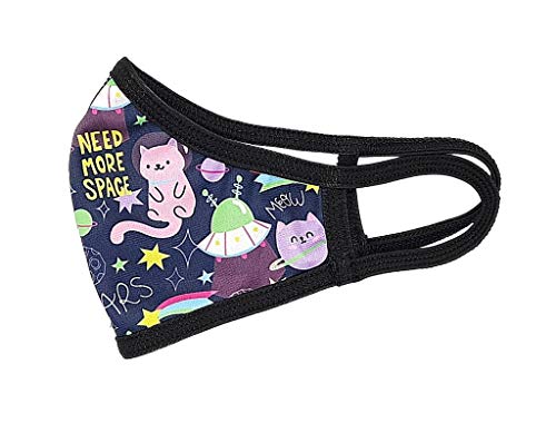 Mascarillas Reutilizables Mascarillas Chulas MASCARILLA HIGIÉNICA DE NIÑOS CON ESTAMPADO DE GATO CÓSMICO ESPACIAL, DE TELA REUTILIZABLE,unisex,...