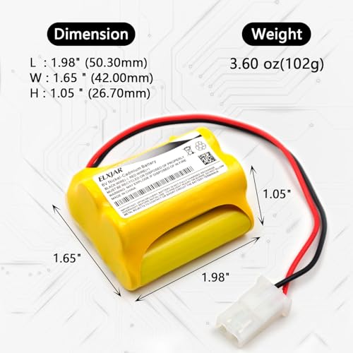 elxjar (5-Pack) 6V 1000mAh Ni-CD Battery Replacement for Aritech 10050205 Lithonia ENB06006 Prescolite ENB-06006 E18750-100 N1200-4-DWP Exit Sign Emergency Light by elxjar - Image 2