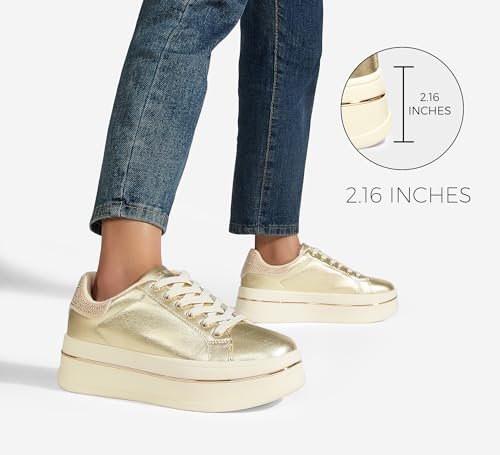 LUCKY STEP Women's Chunky Fashion Sneakers High Platform Rhinestone Butterfly Casual Faux Leather Durable Walking Tennis Shoes4