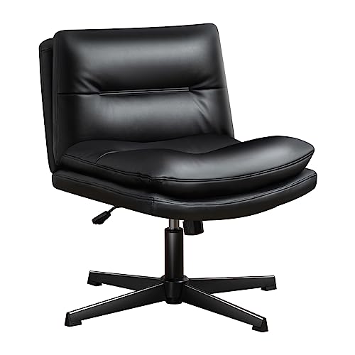 Darkecho Office Chair Armless Desk Chair No Wheels,Thick Padded Leather Home Office Chairs, Adjustable Swivel Rocking Vanity Chair, Wide Task Computer Chair for Office,Home,Bedroom Black Darkecho Office Chair Armless Desk Chair No Wheels,Thick Padded Leather Home Office Chairs, Adjustable Swivel Rocking Vanity Chair, Wide Task Computer Chair for Office,Home,Bedroom Black