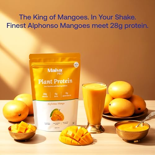 Image of Maiva Pro | Plant Protein Isolate - Alphonso Mango - 250gm | 28g Protein, 6g BCAA | All Essential Amino Acids | Gut Friendly, Easy to Digest | Vegan, Dairy Free, No Preservatives