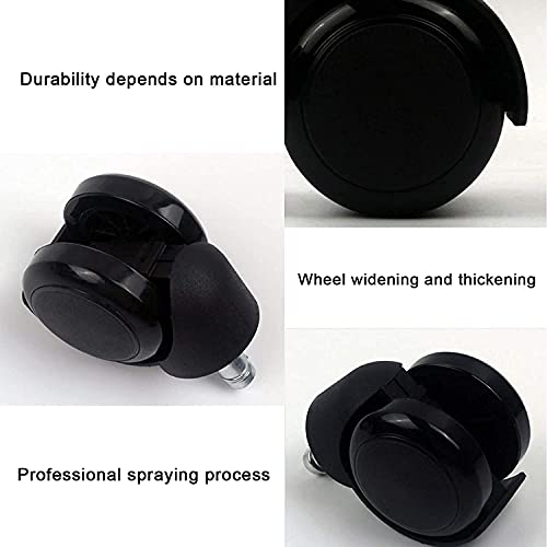 Image of Office Chair Wheels (Caster) Heavy Duty Pin Type Nylon Set of 5 Black, Load Capacity- 250 kg