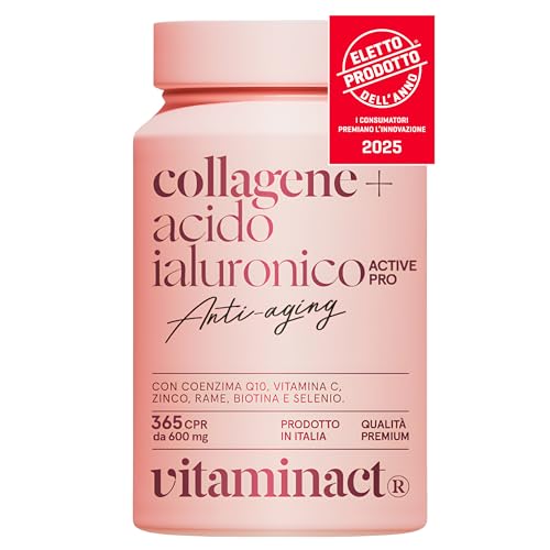 Collagene e Acido Ialuronico ELETTO PRODOTTO DELL’ANNO 2025 - L’unico con Probiotico Testato Bifidobacterium L. BLG1 Migliorando del +30% l’assorbimento degli Attivi, Q10, Vitamin C, Zinco e Biotina