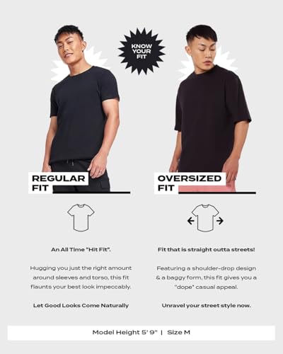 Image of Bewakoof Men's Typography 100% Cotton T-Shirt - Oversized Fit, Round Neck, Half Sleeves