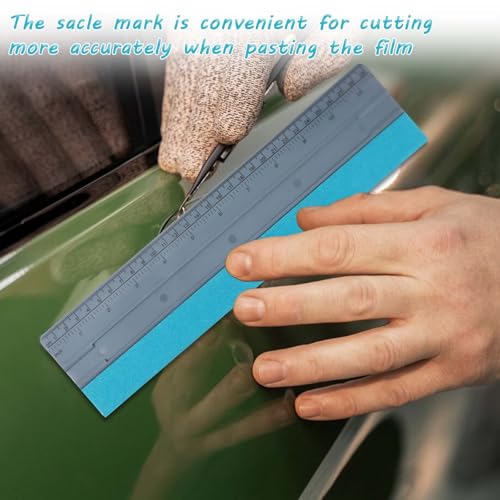 Image of Felt Squeegee, 1Pcs 12 Inch Vinyl Squeegee Tool Wallpaper Tools Window Tint Squeegees, Universal with 30CM Scale Ruler for Car Wallpaper Wrapping Smoothing Window Tint Film (Grey)