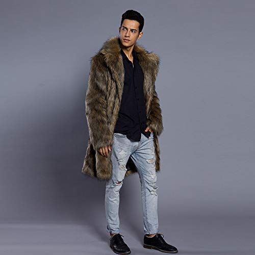 Allywit Men's Super Warm Thick Fake Faux Fur Coat Short Snow Outwears Duffle Jacket