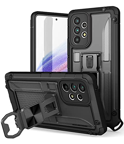 GOOSPERY Bottle Opener Ring Case Designed for Galaxy A53 Case with Sturdy Magnetic Kickstand and Stand Car Mount Heavy Duty Protection Drop Cover Black