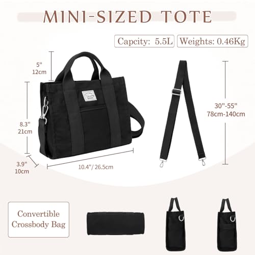 Image of VASCHY Canvas Tote bag, Casual Reusable Work Totes for Women Teachers with Zippers Pockets Crossbody Shoulder Bag Purse