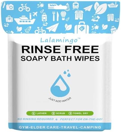 125% Larger No Rinse Bathing Wipes for Adults, Soap Infused, Rinse Free Bath Wipes Dry Body Wipe. Disposable Shower Wipe for Elderly, Camping, Hiking, GYM & Travel Post Surgery Must Haves (25 Pack)