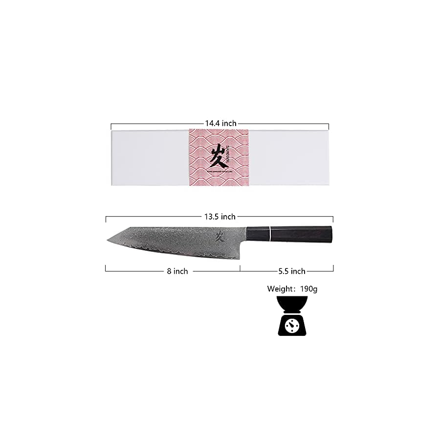 Damascus-Chef-Knife-8-Inch-Japanese-VG10-Kiritsuke-Knife-Super-Sharp-67-Layer-High-Carbon-Stainless-Steel-Gyuto-Knife-Ergonomic-Black-Ebony-Wood-Grain-Handle-Kitchen-Knife-with-Gift-Box SAMCOOK Kiritsuke Chef Knife - 8 Inch Professional Sharp Damascus Knife - Japanese VG-10 High Carbon Stainless Steel Kitchen Gyuto knife - Ergonomic Black Sandalwood Handle with Gift Box
