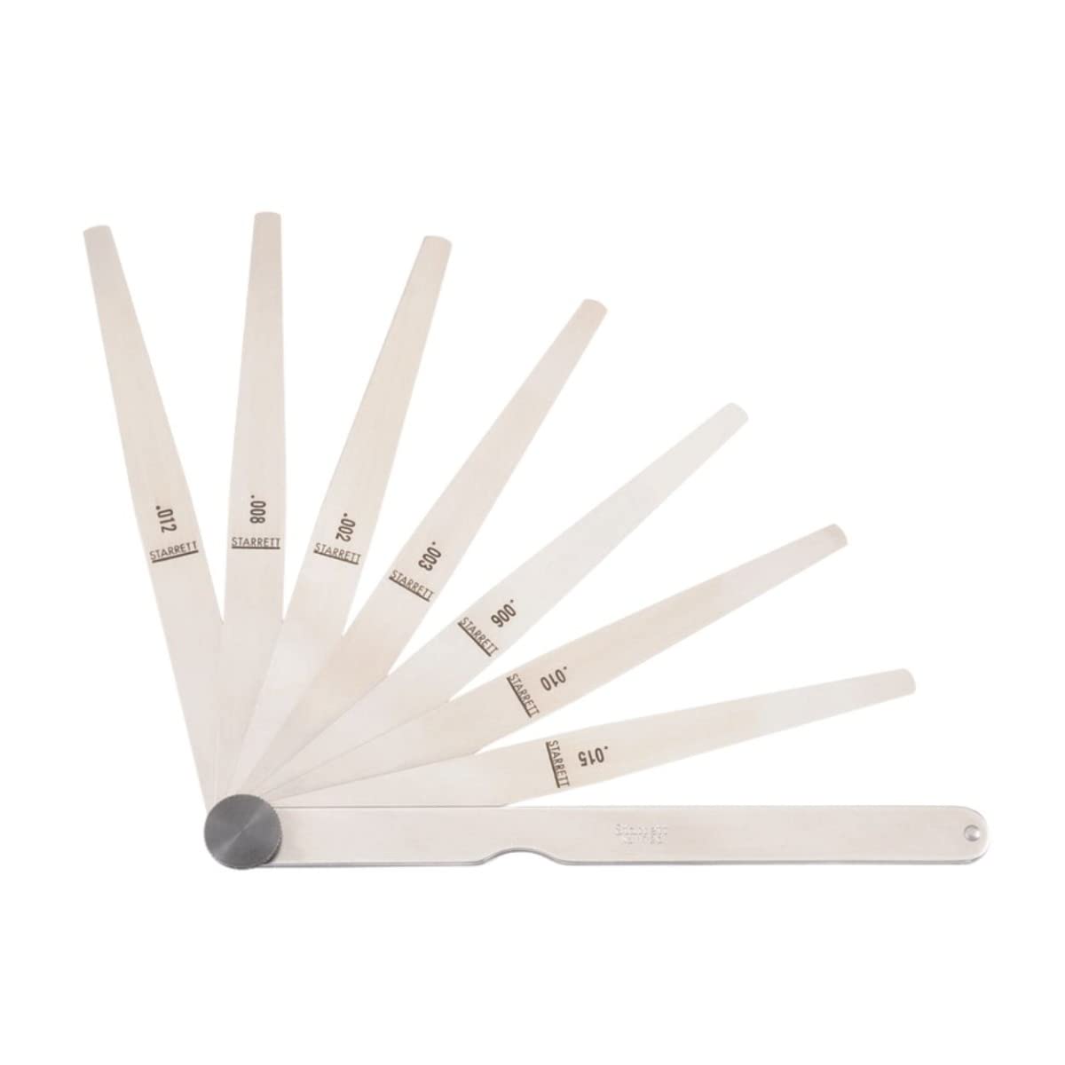 Starrett Tempered Steel Thickness Gage with Tapered Leaves, Locking Device, Rugged and Substanial Steel Case - .002" - .015" Thickness, 8 Leaves - 172CT