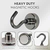 Neosmuk Magnethaken, 10kg Hochleistungs-Erdmagnete mit Haken, extra starker Cruise-Haken zum Aufhängen(Pistole schwarz, 10er-Pack) – Ansicht 4