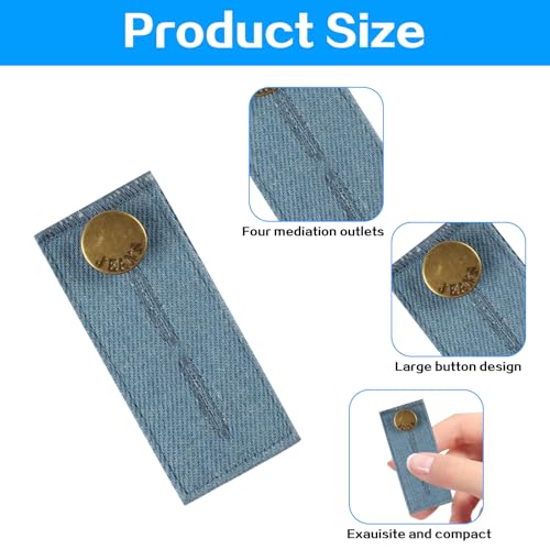 8 Pcs Denim Waist Extender Buttons for Jeans Extender, Waistband Extenders, Adjustable Pant Button Extender for Pants Waist Extender with Metal Buttons for Women Men Pants Trousers Skirt Dress