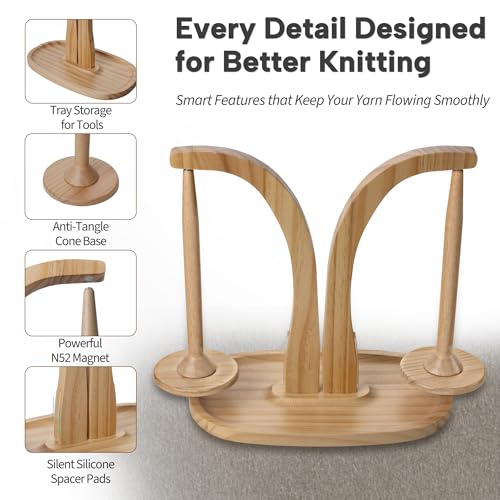 Image of Rose and burlap Yarn Holder Double Strong Magnetic Holds 2.2 lbs(Natural) | N52 Magnets; Tray Design for storage; Silicone Pads For silence