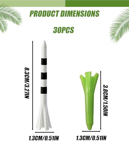 Image of 30 Pack Plastic Golf Tees,Golf Kit, Contain 24 Pcs 83mm Unbreakable Long Tees and 6 Pcs 38mm Short Tees, Mixed Color, Frictional Resistance Reduction