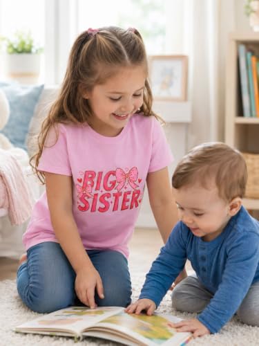 Image of Funnycokid Big Sister Shirts for Girls Pregnancy Announcement 1-7 Years