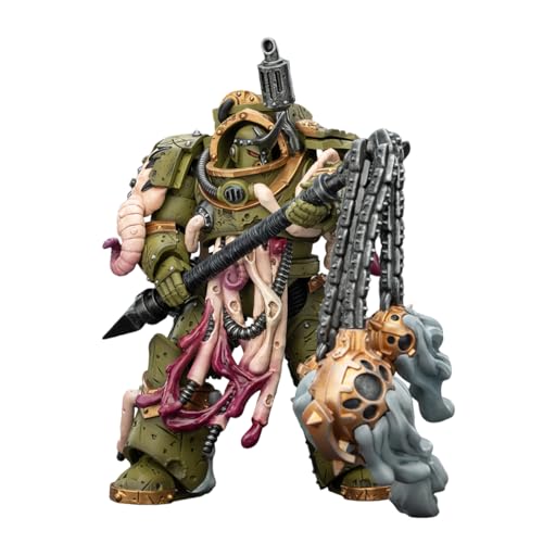Image of JOYTOY Death Guard Blightlord Terminator 2 Warhammer 40K 1 /18 Action Figures Death Guard Blightlord Terminator 2 with Flail of Corruption Collectible Model 5.5Inch Birthday Gift 5.51 inch JT02878