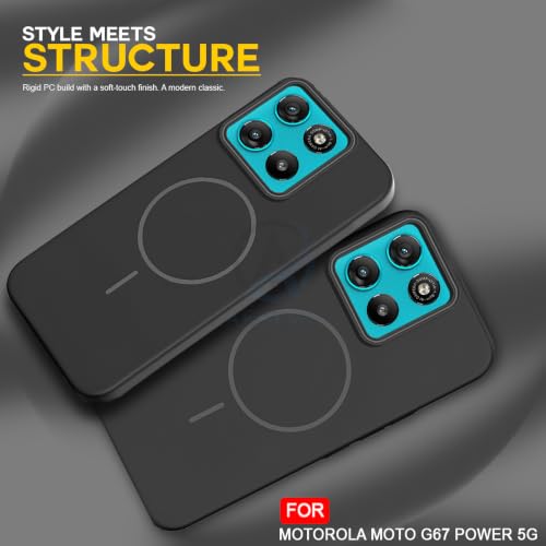 Image of AESTMO Shockproof Back Case Cover for Motorola Moto G67 Power 5G | Slim Hard Shell | Hard Back Cover for Motorola Moto G67 Power 5G (Compatible with MagSafe Accessories, Black)
