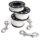 Compact Folding Dive Spool Reel for Scuba Diving – 15M/30M/50M Nylon Line with 90mm Double Steel Hook, Underwater Line Reel for Technical & Recreational Divers（30m）
