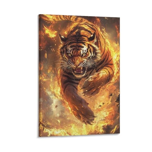 Toile tigre decoration murale peinture pour chambre couloir 30x45