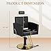 Black Salon Chair for Hair Stylist, Reclining Barber Chairs Barbershop Hair Stylist Chair w/Heavy Duty Hydraulic Pump, 360° Braiding Styling Hairdresser Chairs for Spa Home Euipment, Gold Black