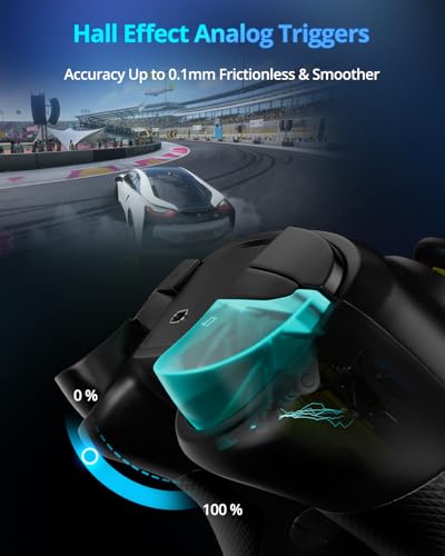 Image of Multi-Platform Wireless Controller, PC Gaming Controller with 2.4G Adpater /Hall Joysticks /Hall Triggers /1200 mAh Battery /4 Programmable Buttons /RGB Lighting, Compatible with PC Windows 7 /8.1 /10 /11, Switch /OLED /Lite, iOS, Android, Steam-Black