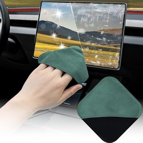 SuperKaKa Car Screen Cleaner- Vehicle Touchscreen Microfiber Cleaning Cloth, Touch Screens Clean Wipes Cars Interior Accessories Universal for Tesla Dashboard Display (Green) Cover