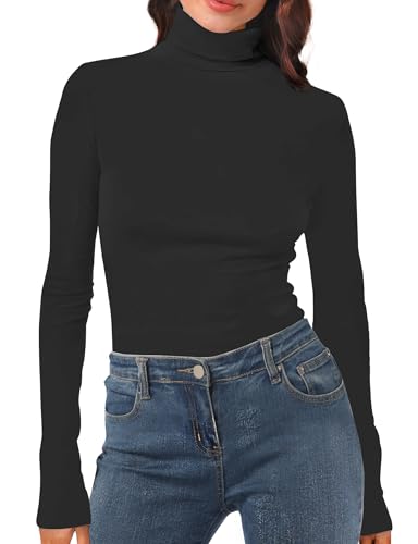 Womens Long Sleeve Turtleneck T-Shirts Mock Neck Underwear Fall Winter Fashion Base Layer Casual Lightweight Soft Tops