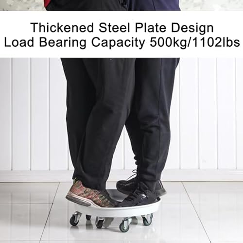 Round Metal Plant Drip Tray with Lockable Wheels & Drainage for Indoor/Outdoor Flower Pots - 36cm/14in, Durable Brown Plant Saucer for Easy Mobility