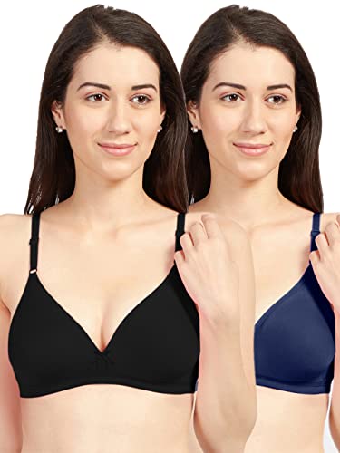 Image of SONARI Omania Womens Non-Padded Cotton Polyester Bras - Solid, Non-Wired, Medium Coverage, Hand Washable (Pack of 2)