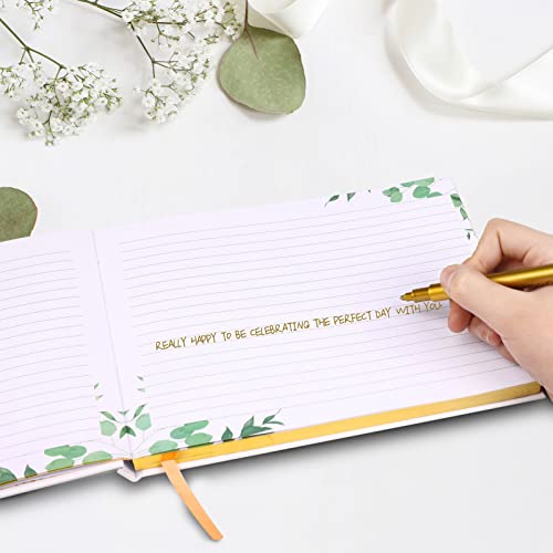 Dicang Wedding Guest Book - Sign In Guest Book Wedding Reception - 120 Pages Wedding Registry Guestbook With Gold Foil, Gilded Edges And Two Markers Pen, Guestbook Wedding 9 X 7 Inch #TOP6