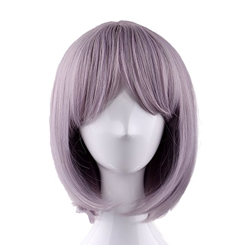 Wig Fashion Wig Short straight Taro Color Light Purple Wig Fiber wig (Taro Color Vanilla Color)