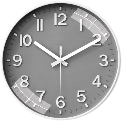 Image of Rylan Plastic Digital Wall Clock 12 inch Silent Quartz Decorative Non-Ticking Classic Clock Battery Operated Round Easy to Read for Room /Home /Kitchen /Bedroom /Office /School (Grey White)'
