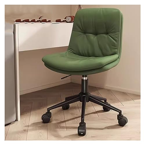 WIGSELBL Silla de escritorio tapizada moderna silla de oficina de piel sintética sin brazos con ruedas, silla de trabajo giratoria ajustable silla de computadora para sala de estar, dormitorio,