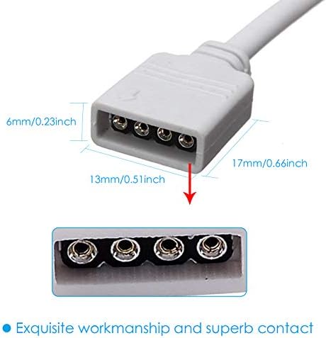 Aroidful 2Pcs 8.2ft/2.5M 4Pin LED Strip Light Extension Cable Wire, LED Cable Connector, RGB LED Connector Cable 4 Pin for 5050 3528 2835 RGB LED Strip