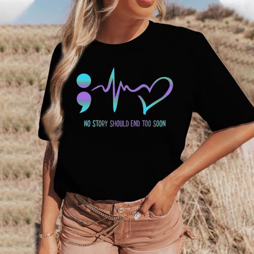 Women Suicide Awareness Shirts Suicide Prevention Shirt Teal and Purple Ribbon T-Shirts2